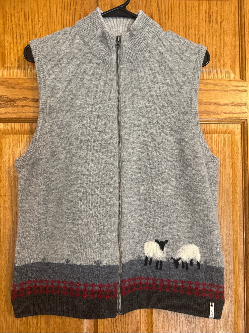 Woolrich 100% Lambswool Sheep Zip Sweater Vest Women’s Large Gray EUC
